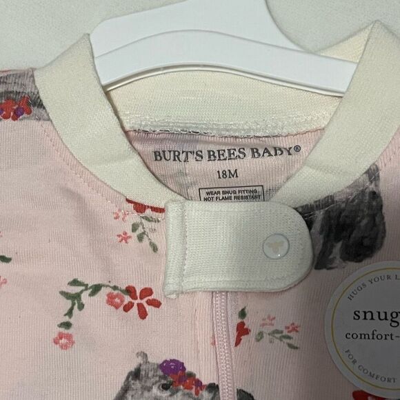 Burt’s Bees Baby Floral Hippo Romper Pajama’s  Size 18 Months - Picture 11 of 11